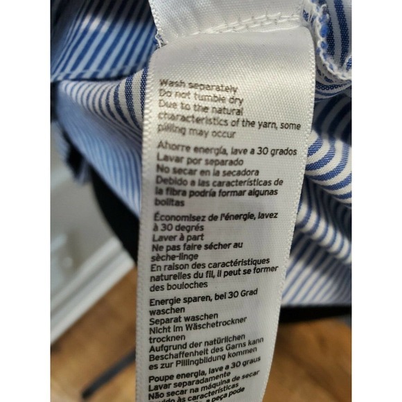 Top Shop Women Blue Striped Cotton & Polyester Trendy Style Button Shirt Size 2 - Picture 9 of 11